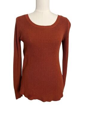American Eagle Outfitters Sweater Womens Small Burnt Orange Knit Scoop Neck Top